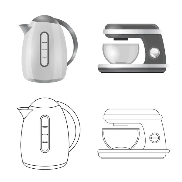 Vektor Illustration von Küche und Koch Zeichen. Set von Küchen- und Haushaltsvektorsymbolen für den Vorrat. — Stockvektor