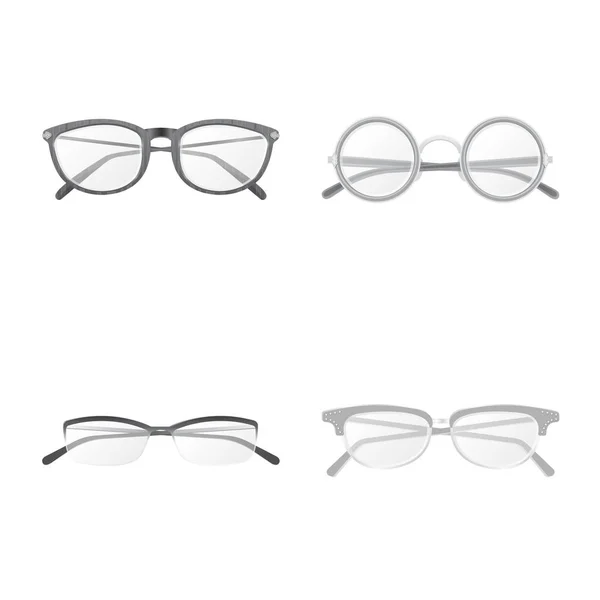 眼镜和框架符号的矢量设计。收集眼镜和附件矢量图标的股票. — 图库矢量图片