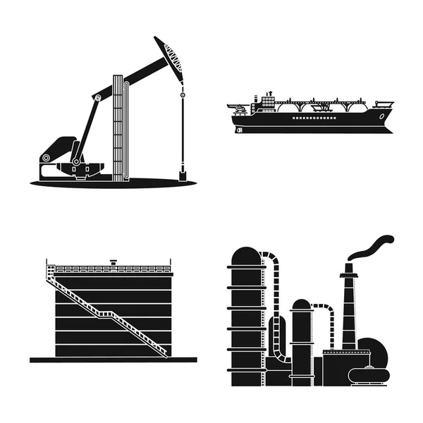 Vector design of oil and gas symbol. Set of oil and petrol stock symbol for web. — Stock Vector