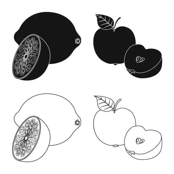 Conception vectorielle du logo des légumes et fruits. Collection d'illustrations vectorielles de légumes et de bouillon végétarien . — Image vectorielle
