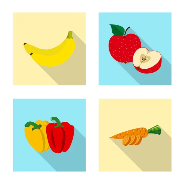 Diseño vectorial de icono de frutas y verduras. Colección de icono de vector vegetal y vegetariano para stock . — Vector de stock