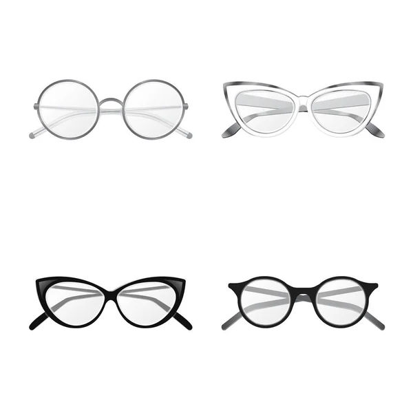 Ilustración vectorial de gafas y marco. Colección de gafas y símbolo de stock accesorio para web . — Archivo Imágenes Vectoriales