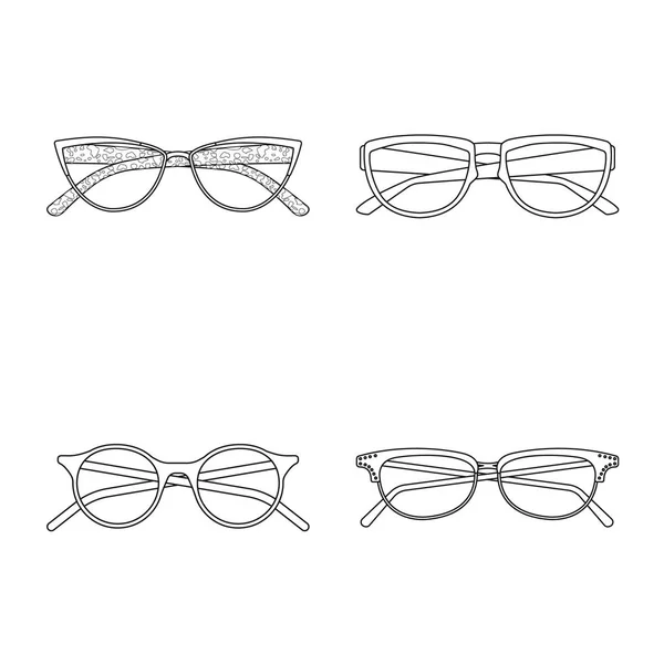 Diseño vectorial de gafas y símbolo del marco. Colección de gafas y accesorio icono vectorial para stock . — Archivo Imágenes Vectoriales