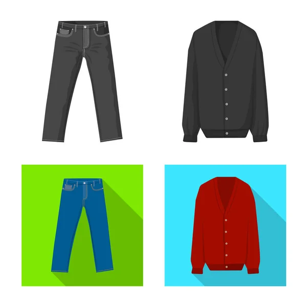 Vectorillustratie van mens en kleding symbool. Instellen van de mens en het dragen van vector pictogram voor voorraad. — Stockvector