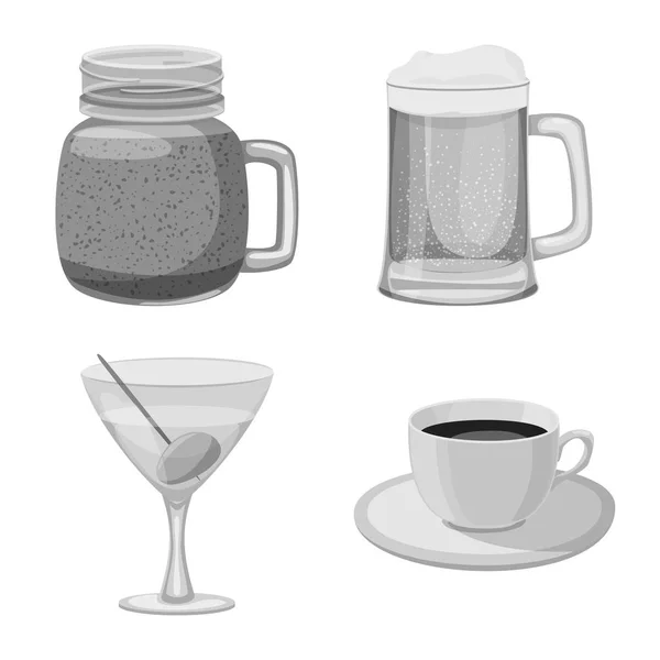 Изолированный объект напитка и логотип бара. Набор векторных значков для напитков и вечеринок на складе . — стоковый вектор