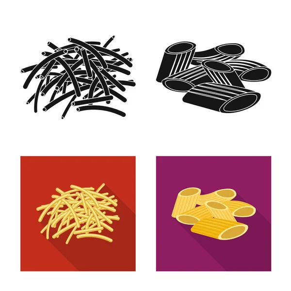 Design vettoriale della pasta e del simbolo dei carboidrati. Raccolta illustrazione vettoriale pasta e maccheroni . — Vettoriale Stock