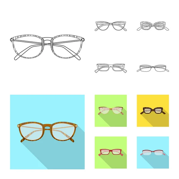 Isolated Object Glasses Frame Sign Set Glasses Accessory Stock Vector — Stock Vector