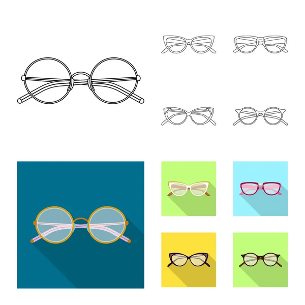 Isolerade objekt av glas och ram ikon. Insamling av glasögon och tillbehör vector ikon för lager. — Stock vektor
