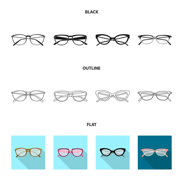 Vector design of glasses and frame logo. Set of glasses and accessory stock vector illustration. — Stock Vector