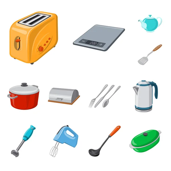 Objeto aislado de cocina e icono de cocinero. Colección de cocina y electrodomésticos icono vectorial para stock . — Vector de stock