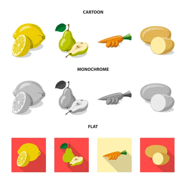 Ilustração vetorial do logotipo vegetal e frutífero. Conjunto de símbolo de estoque vegetal e vegetariano para web . —  Vetores de Stock