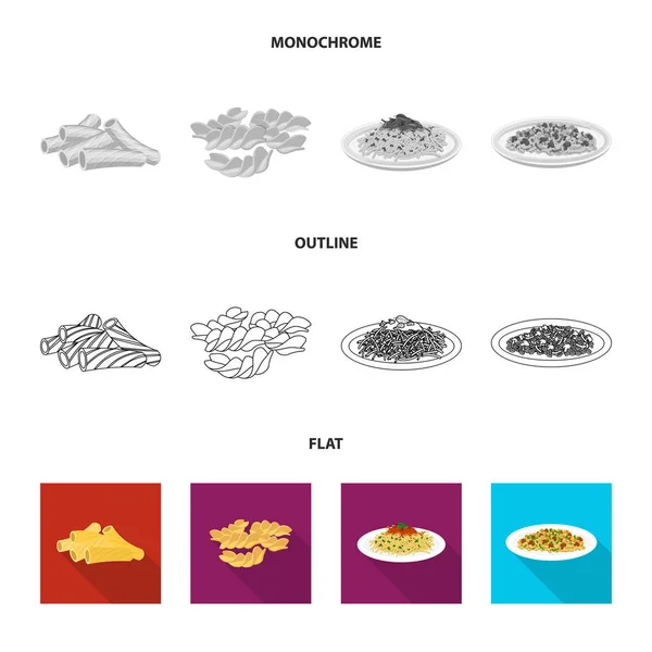 Ilustracja wektorowa logo makaron i węglowodanów. Zestaw z makaronu i makaron symbol giełdowy dla sieci web. — Wektor stockowy