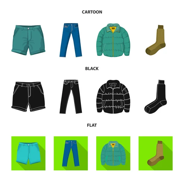 Vectorillustratie van mens en kleding pictogram. Instellen van de mens en het dragen van vector pictogram voor voorraad. — Stockvector