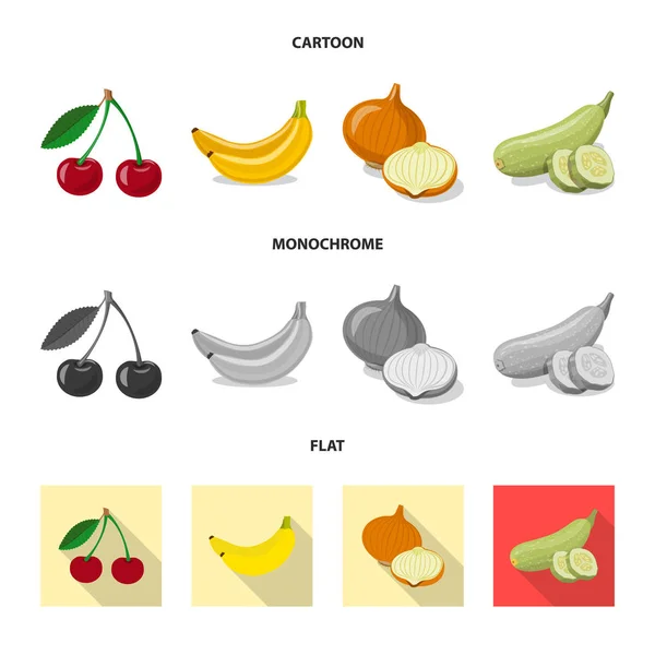 Na białym tle obiekt logo warzyw i owoców. Zbiór warzyw i wegetariańskie Stockowa ilustracja wektorowa. — Wektor stockowy