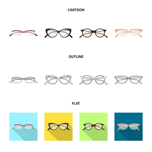 Vector illustration of glasses and frame sign. Set of glasses and accessory stock vector illustration. — Stock Vector