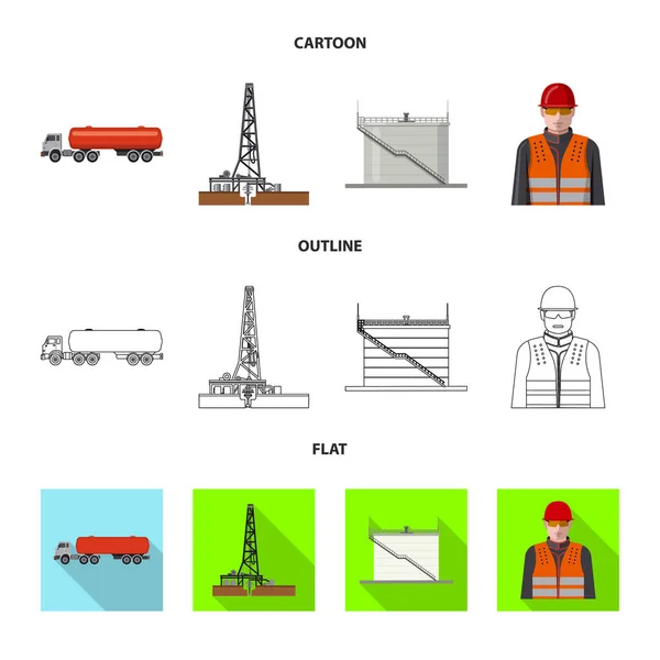 Vector design of oil and gas sign. Collection of oil and petrol stock vector illustration. — Stock Vector