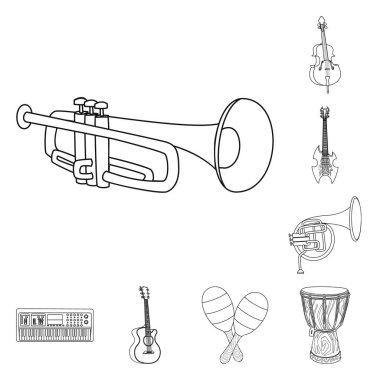 Müzik ve şarkı simge vektör tasarımı. Müzik ve aracı hisse senedi vektör çizim topluluğu.