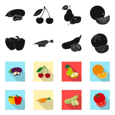 Sebze ve meyve simge vektör tasarımı. Sebze ve vejeteryan hisse senedi vektör çizim seti.