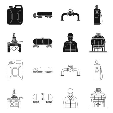 Petrol ve gaz simge vektör tasarımı. Petrol kümesi ve hisse senedi için benzin vektör simgesi.