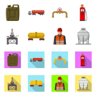 Petrol ve gaz simge vektör tasarımı. Petrol ve benzin hisse senedi vektör çizim seti.