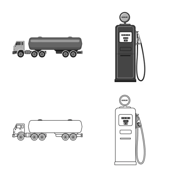 Изолированный объект нефтегазового логотипа. Сбор векторной иллюстрации запасов нефти и бензина . — стоковый вектор