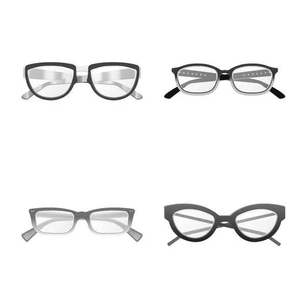 眼镜和框架符号的孤立对象。眼镜的收集和辅助股票向量例证. — 图库矢量图片