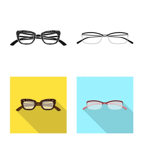 Ilustración vectorial de gafas e icono del marco. Colección de gafas y símbolo de stock accesorio para web . — Archivo Imágenes Vectoriales
