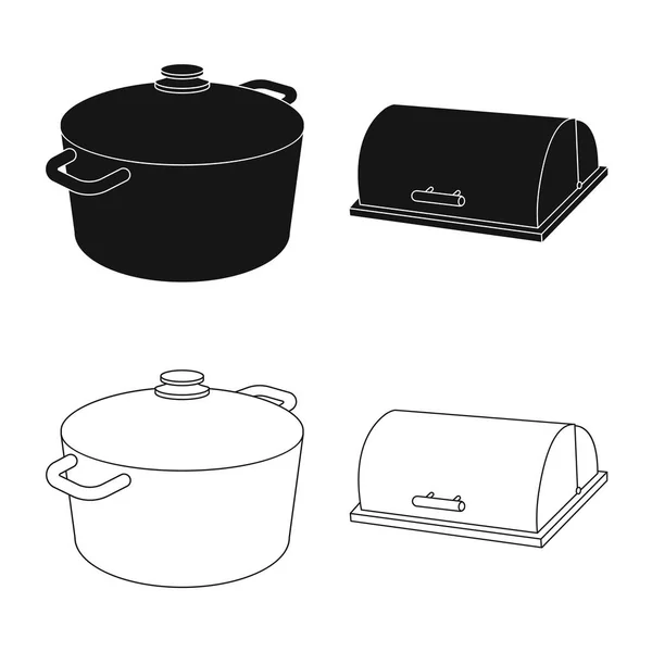 Design vettoriale della cucina e icona cuoco. Set di illustrazione vettoriale cucina ed elettrodomestici . — Vettoriale Stock