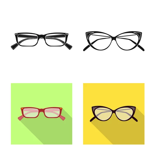 Vektor-Design von Brillen und Rahmen-Symbol. Brillensatz und Zubehör Aktiensymbol für Web. — Stockvektor