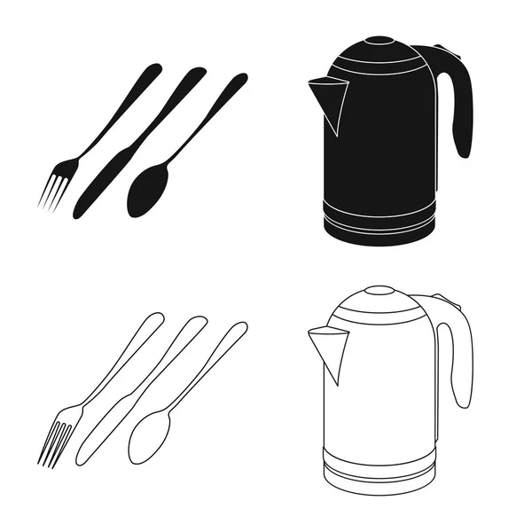 Illustrazione vettoriale di cucina e cuoco simbolo. Collezione di cucina e elettrodomestici simbolo stock per il web . — Vettoriale Stock