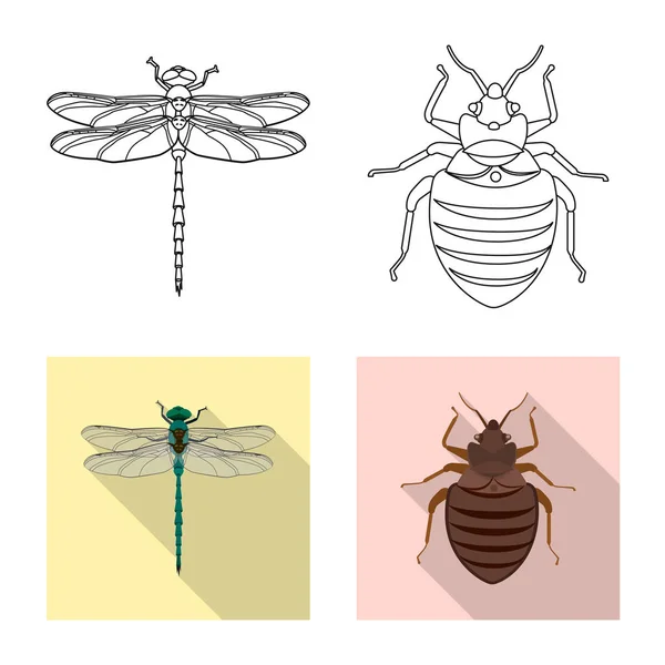Isoliertes Insekten- und Fliegensymbol. Sammlung von Insekten- und Elementlagersymbolen für das Netz. — Stockvektor