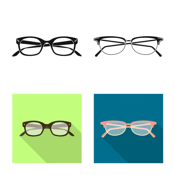 Vector illustration of glasses and frame sign. Set of glasses and accessory stock vector illustration. — Stock Vector