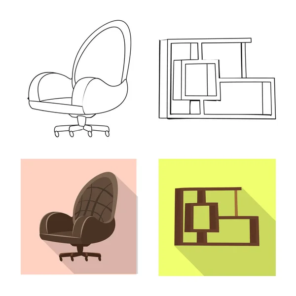 Ізольований об'єкт меблів та логотипу роботи. Колекція меблів та символів домашнього вогнища для Інтернету . — стоковий вектор