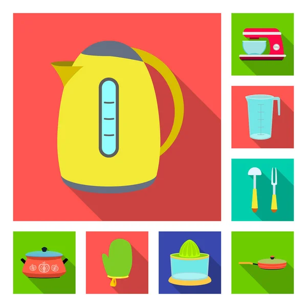 Изолированный объект кухни и логотип повара. Набор кухонных принадлежностей и символов запасов приборов для интернета . — стоковый вектор