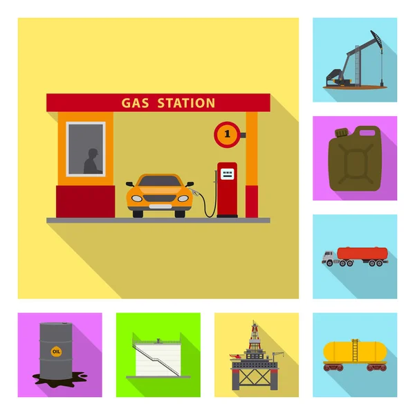 Vektorové ilustrace znamení ropy a zemního plynu. Sběr ropy a benzínu vektorové ikony pro stock. — Stockový vektor