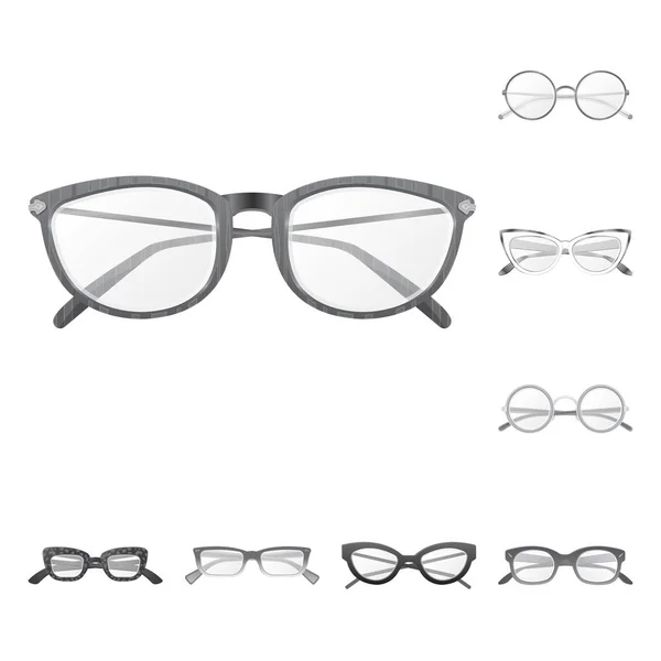 Vector illustration of glasses and frame logo. Set of glasses and accessory vector icon for stock. — Stock Vector