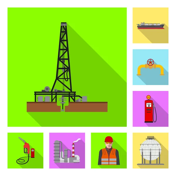 Petrol ve gaz simge vektör Illustration. Web için petrol ve benzin hisse senedi simgesi kümesi. — Stok Vektör