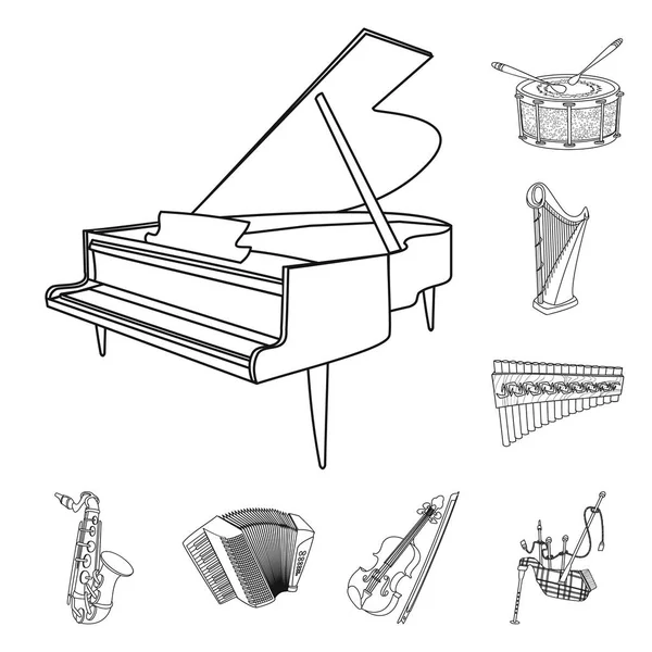 Векторні ілюстрації музики та піктограми мелодії. Збірка музики та інструментів Векторні ілюстрації . — стоковий вектор