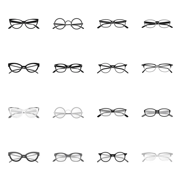 Illustrazione vettoriale degli occhiali e del segno del telaio. Collezione di occhiali e accessori stock symbol per web . — Vettoriale Stock