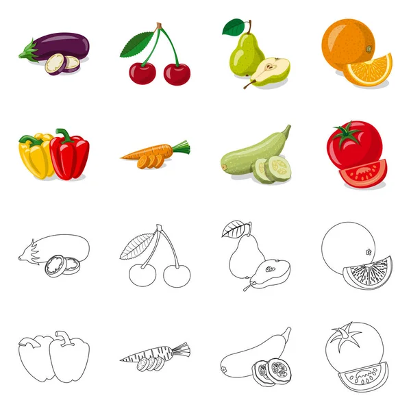 Векторний дизайн значка овочів та фруктів. Колекція рослинного та вегетаріанського запасів Векторні ілюстрації . — стоковий вектор