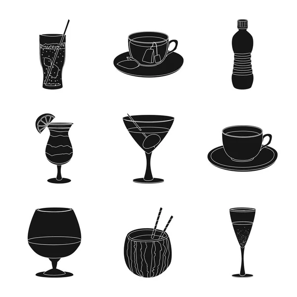 Vektorové ilustrace nápoje a znamení. Kolekce z pití a strana burzovní symbol pro web. — Stockový vektor