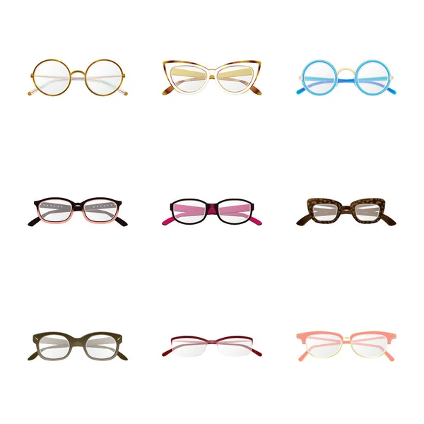 Illustration vectorielle des lunettes et du symbole du cadre. Collection de lunettes et icône vectorielle accessoire pour stock . — Image vectorielle