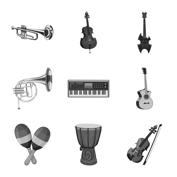 Vektor design av musik och tune symbol. Uppsättning av musik och verktyget vektor ikonen för lager. — Stock vektor