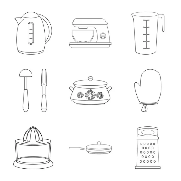 Vectorillustratie Van Keuken Cook Logo Set Van Keuken Apparatenbouw Aandelensymbool — Stockvector