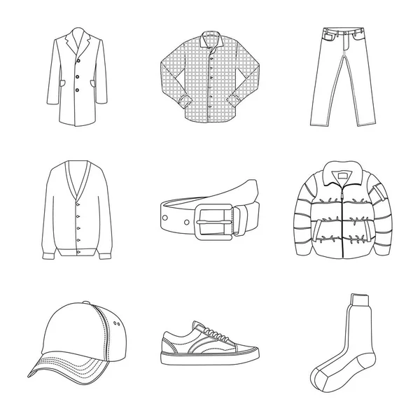 Isolerade objekt för mannen och kläder ikon. Samling av mannen och slitage vektor ikonen för lager. — Stock vektor