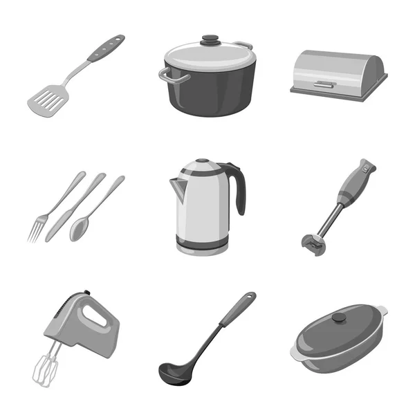 Ilustração vetorial da cozinha e cozinhe o logotipo. Conjunto de cozinha e aparelho vetor ícone para estoque . —  Vetores de Stock