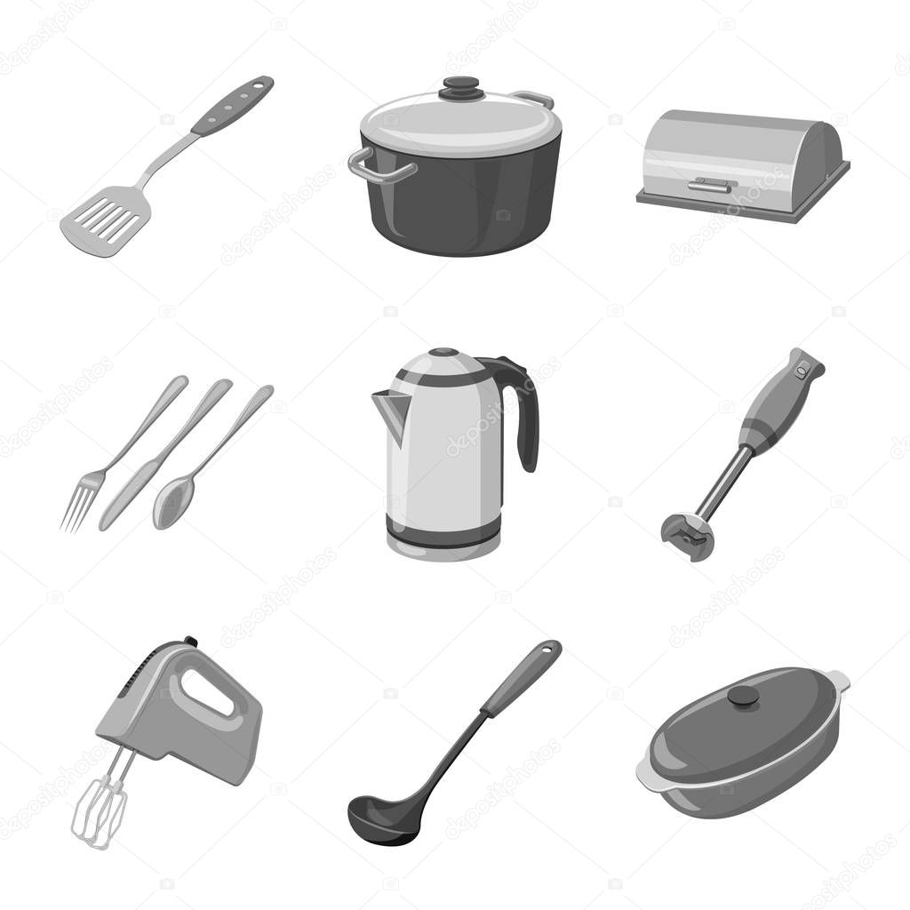 Isolated object of kitchen and cook icon. Collection of kitchen and appliance stock symbol for web.