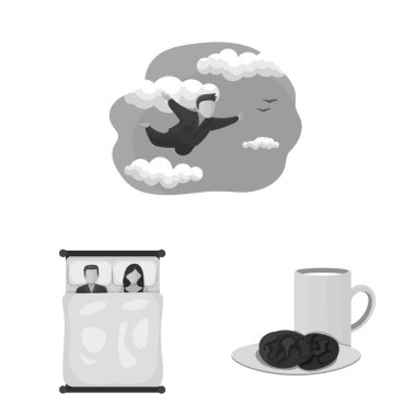 Rüyalar ve gece işareti yalıtılmış nesne. Rüyalar ve yatak odası hisse senedi vektör çizim.