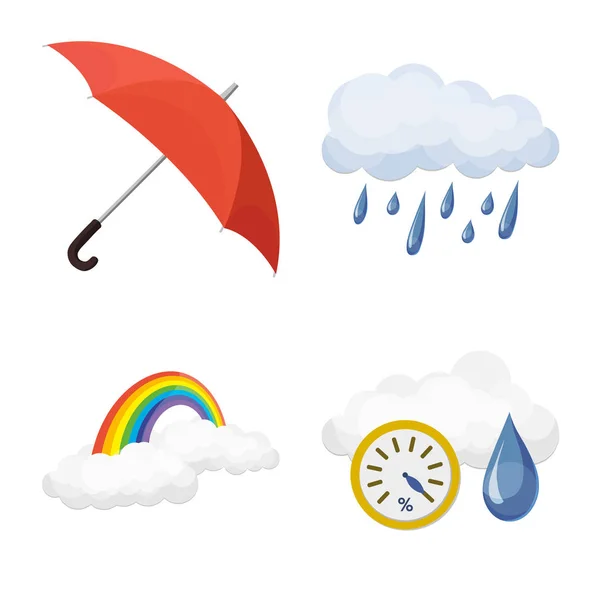 Illustration vectorielle de l'icône météo et climatique. Ensemble de symboles météorologiques et de stock de nuages pour le web . — Image vectorielle