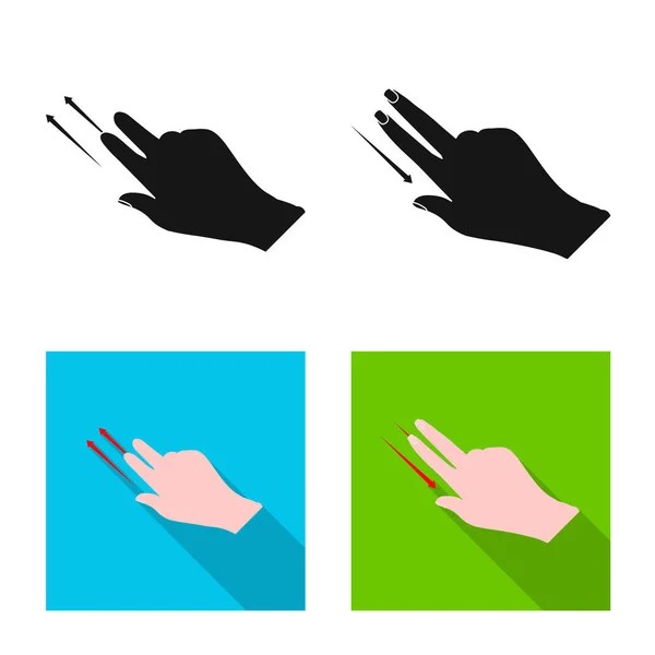 Diseño vectorial de pantalla táctil y símbolo de mano. Conjunto de pantalla táctil e icono de vector táctil para stock . — Vector de stock